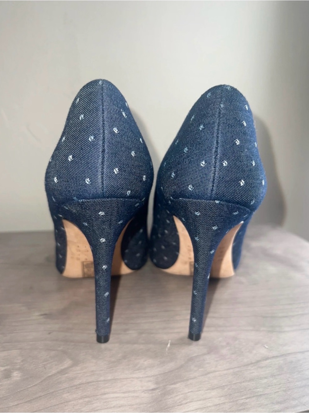 Women's Navy Denim Pointed Toe High Heels